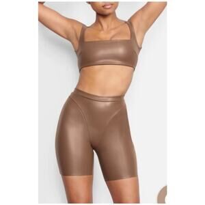 Skims Faux Leather Biker Shorts Jasper NEW Women's XS